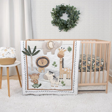4 Piece Organic Cotton Baby Crib Bedding Set for Boys & Girls - Newborn, Infant & Toddler Nursery Bed Set Decor with