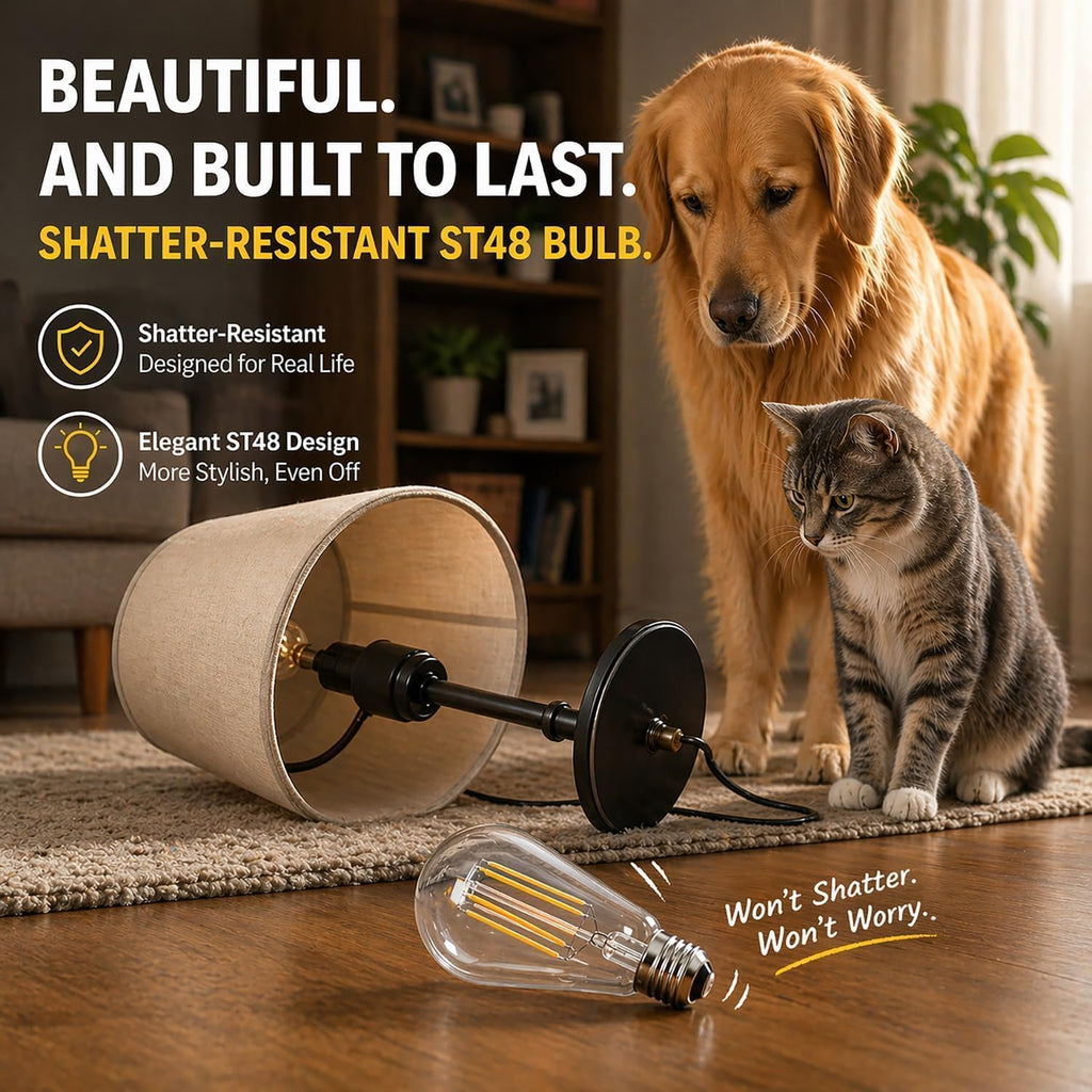 Shatterproof LED Edison Light Bulbs, 60W Equivalent, E26 Dimmable
