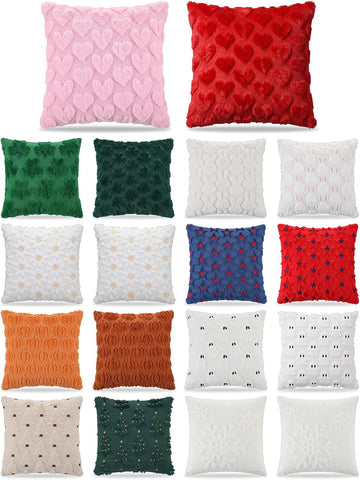 Seasonal Pillow Covers 18 x 18 Inch Holiday Pillow Covers Summer Fall Winter Spring Heart Shamrock Rabbit - Set of 18