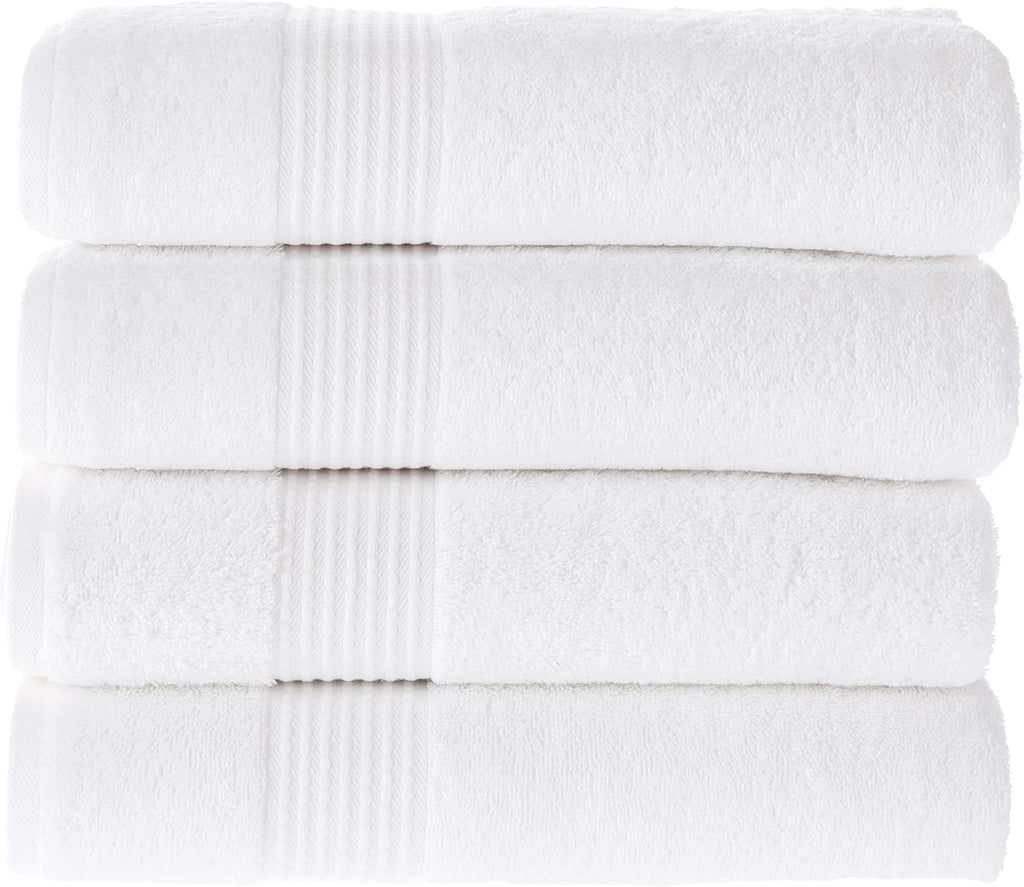Basics Performance Bath Towels 100% Turkish Cotton with Hook Loops. Extra Large Luxury Absorbent Plush Towel Sets