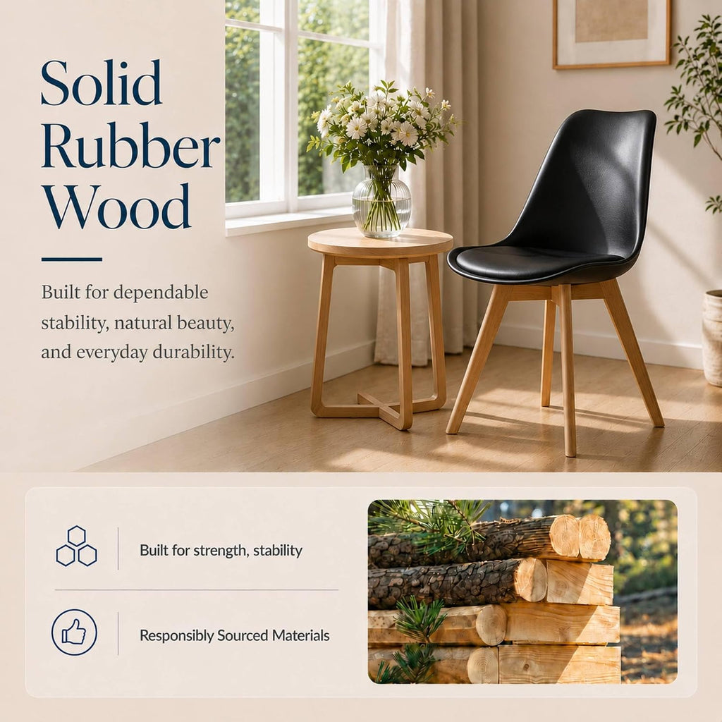 Dining Chairs Set of 4, Modern Upholstered Dining Room Chairs with PU Leather Padded Seat, Armless Kitchen Chairs
