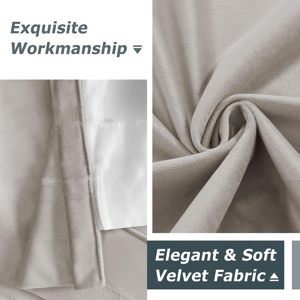 Blackout Curtains (Set of 2 Panels) Pinch Pleated Drapes Velvet Drapes for French Door Thermal Insulated Curtain for Living Room