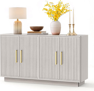 55" Modern Fluted Sideboard Buffet Cabinet, Space-Saving Storage Credenza for Home Coffee Bar
