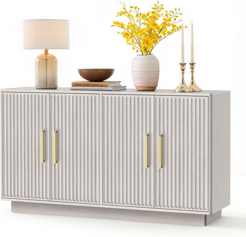 55" Modern Fluted Sideboard Buffet Cabinet, Space-Saving Storage Credenza for Home Coffee Bar