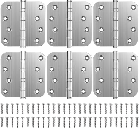 Ball Bearing Door Hinges, 4 x 4 Inches Door Hinges, 5/8'' Radius Corner Hinges, Heavy Duty Stainless Steel