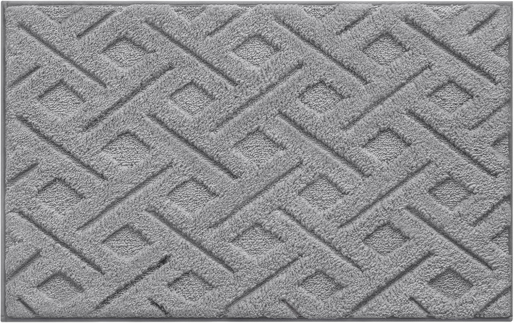 Grey Bathroom Rug Set 2 Piece, 20"x32"+16"x24" | Soft Microfiber Tufted Bath Mats, Super Absorbent, Non Slip, Machine