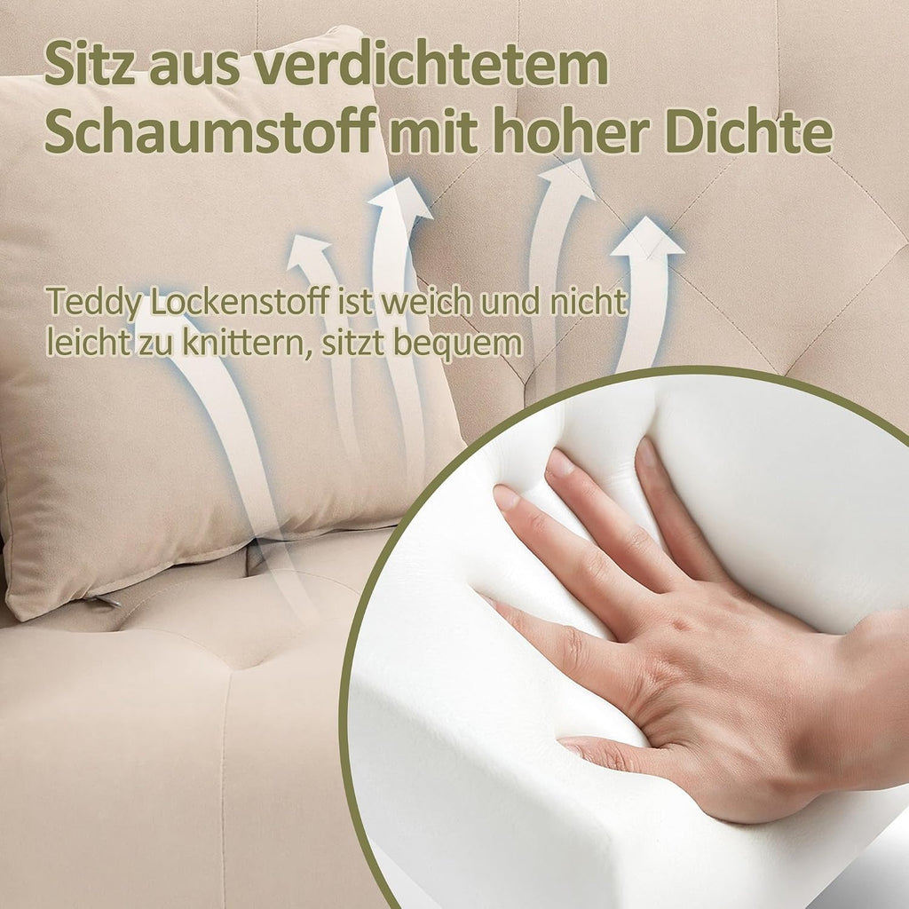 104.33" L-Shaped Modern Polyester Upholstery Sponge Sectional Sofa Couch, White, 69" x 105" x 36"
