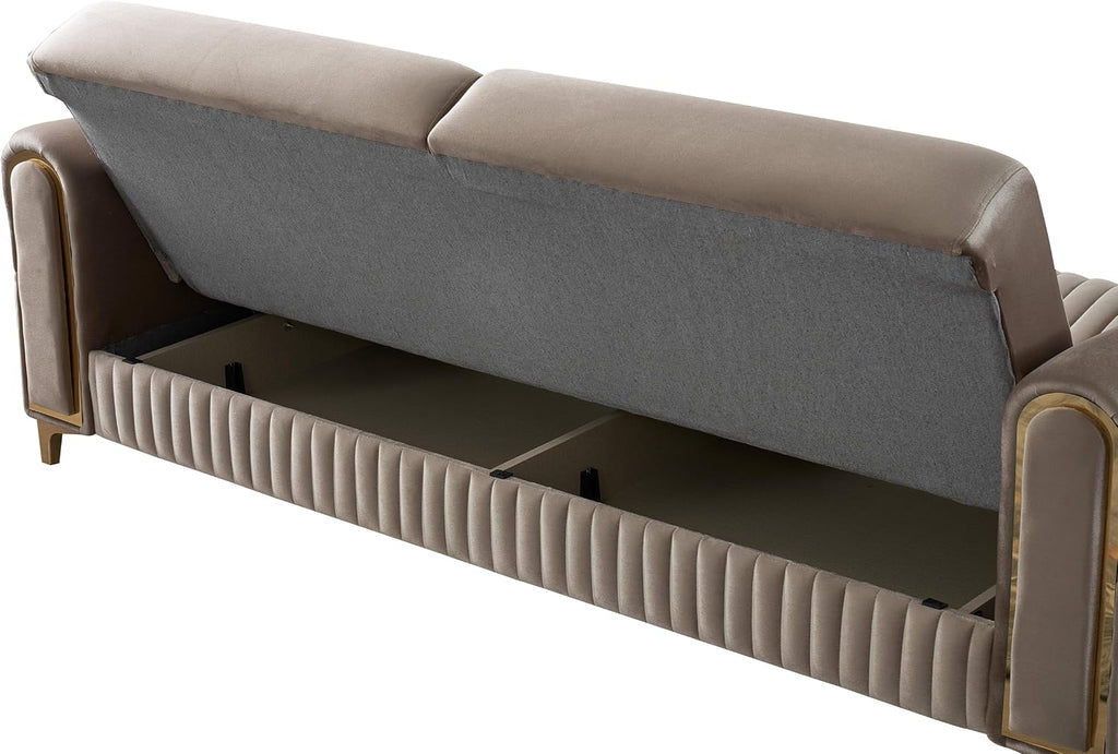 Melody Modern Contemporary Velvet Upholstered 2PC(Sofa + Loveseat) Sleeper Convertible Made with Wood and Iron in
