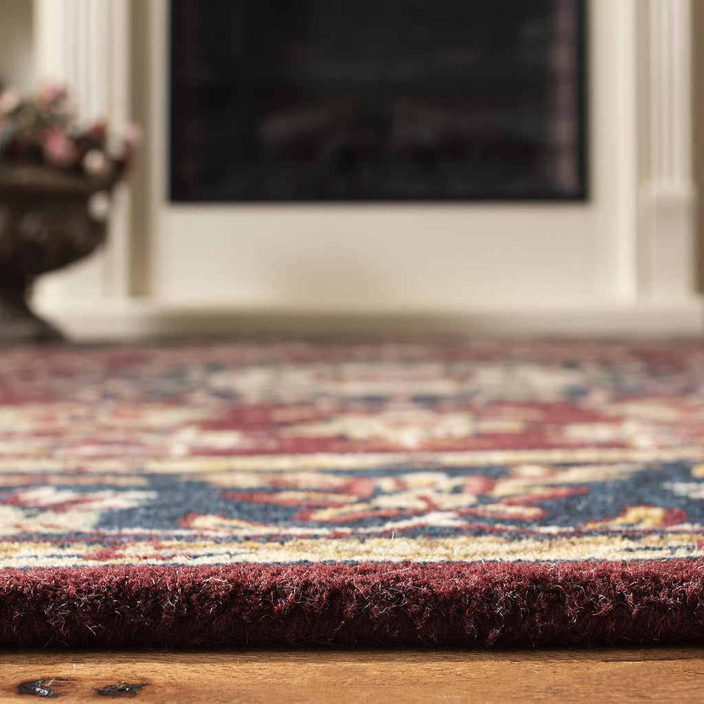 Classic 9' x 12' Burgundy / Navy Handmade Traditional Oriental Premium Wool Area Rug