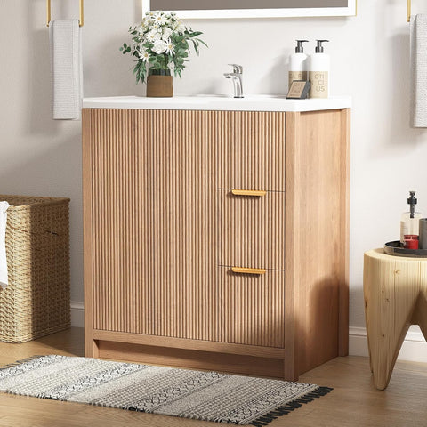 32" Bathroom Vanity with Sink, Free Standing Single Vanity Set with 2 Drawers & 2 Doors
