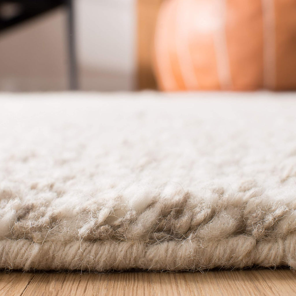 Casablanca Area Rug - 9' x 12', Beige, Hand-Knotted Wool Tassel Fringe, 0.8-inch Thick