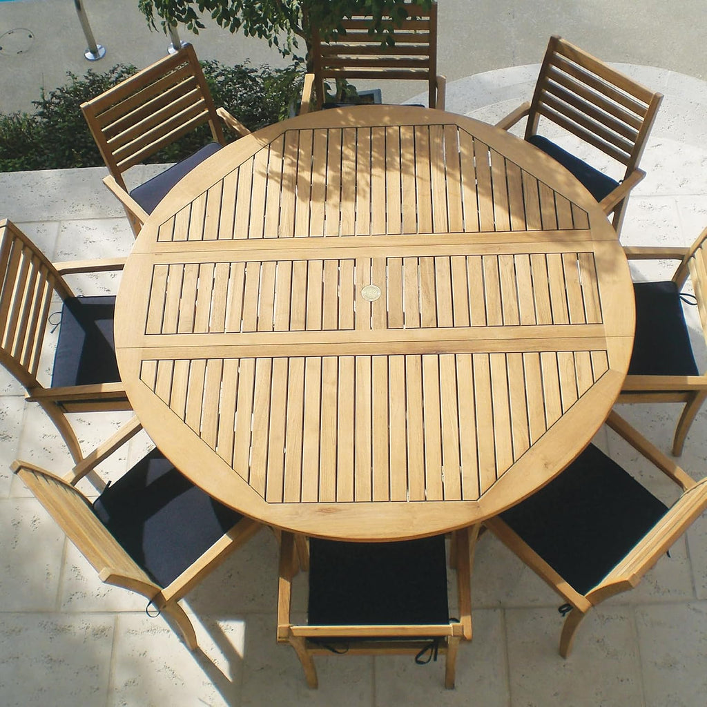 Round Drop Leaf Teak Table, 72-Inch