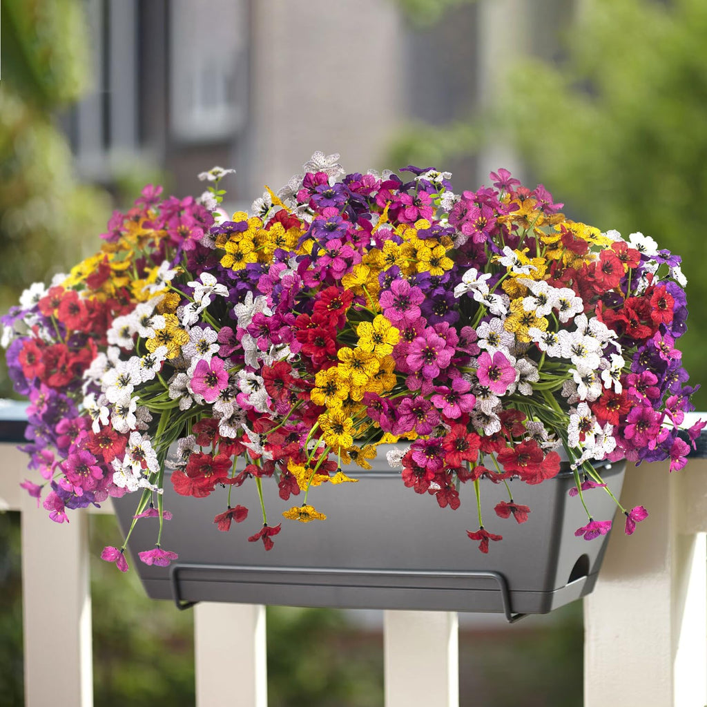 20 Bundles Artificial Flowers, Outdoor Indoor UV Resistant Fake Flowers No Fade Faux Plastic Plants Garden Porch