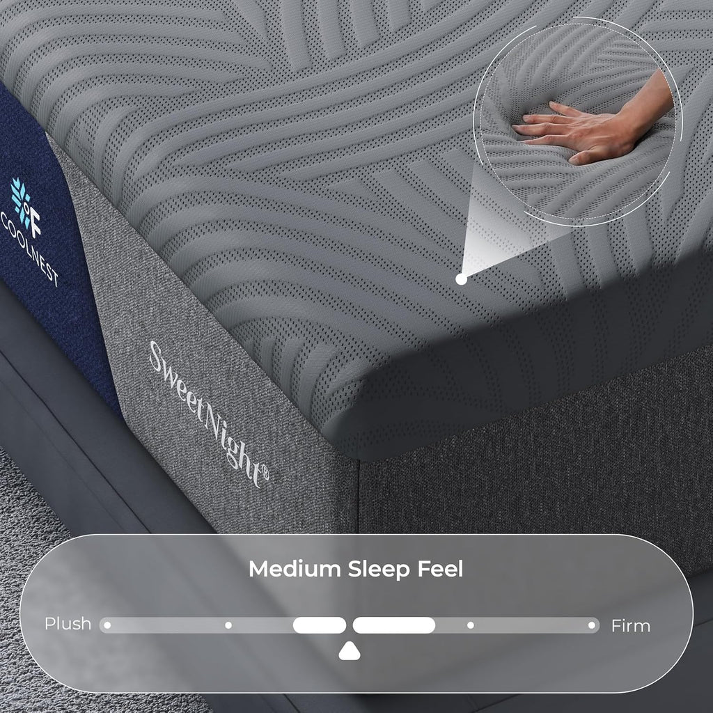CoolNest Queen Mattress, 14 Inch Cooling Memory Foam Mattress | Cool Night Sleep, 5-Zone Ergo Support for Pressure