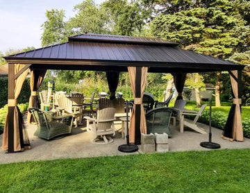 12' X 20' Outdoor Hardtop Permanent Galvanized Steel Gazebo Double Roof Canopy Aluminum Frame Patio Garden Pavilion