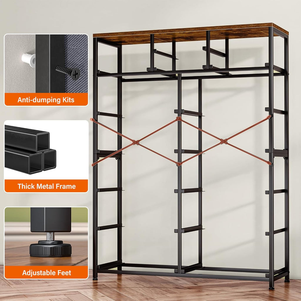 Tall Dresser , Anti-Tip, 52" H Vertical Storage Cabinet | Large Storage Tower Closet, Foldable Fabric Drawers for