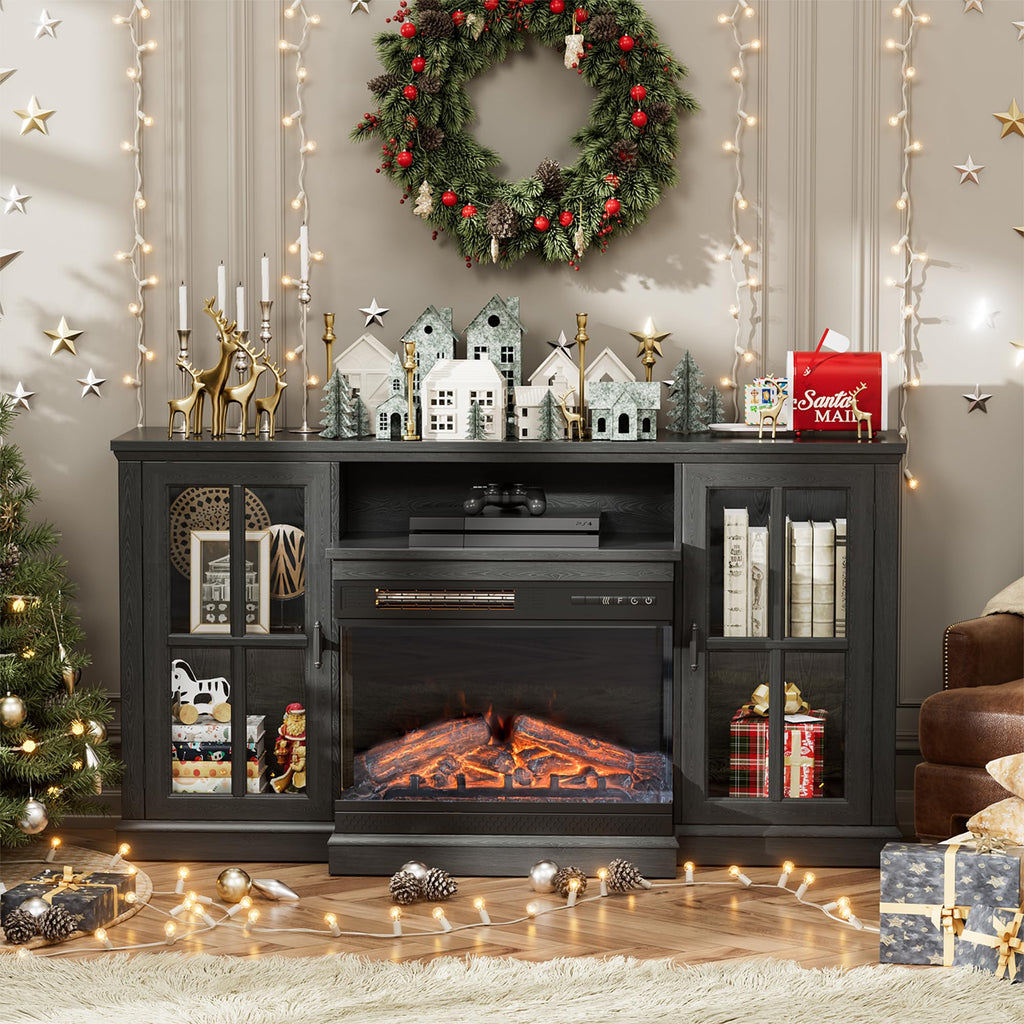 Up to 65", 3-Sided Glass, Black