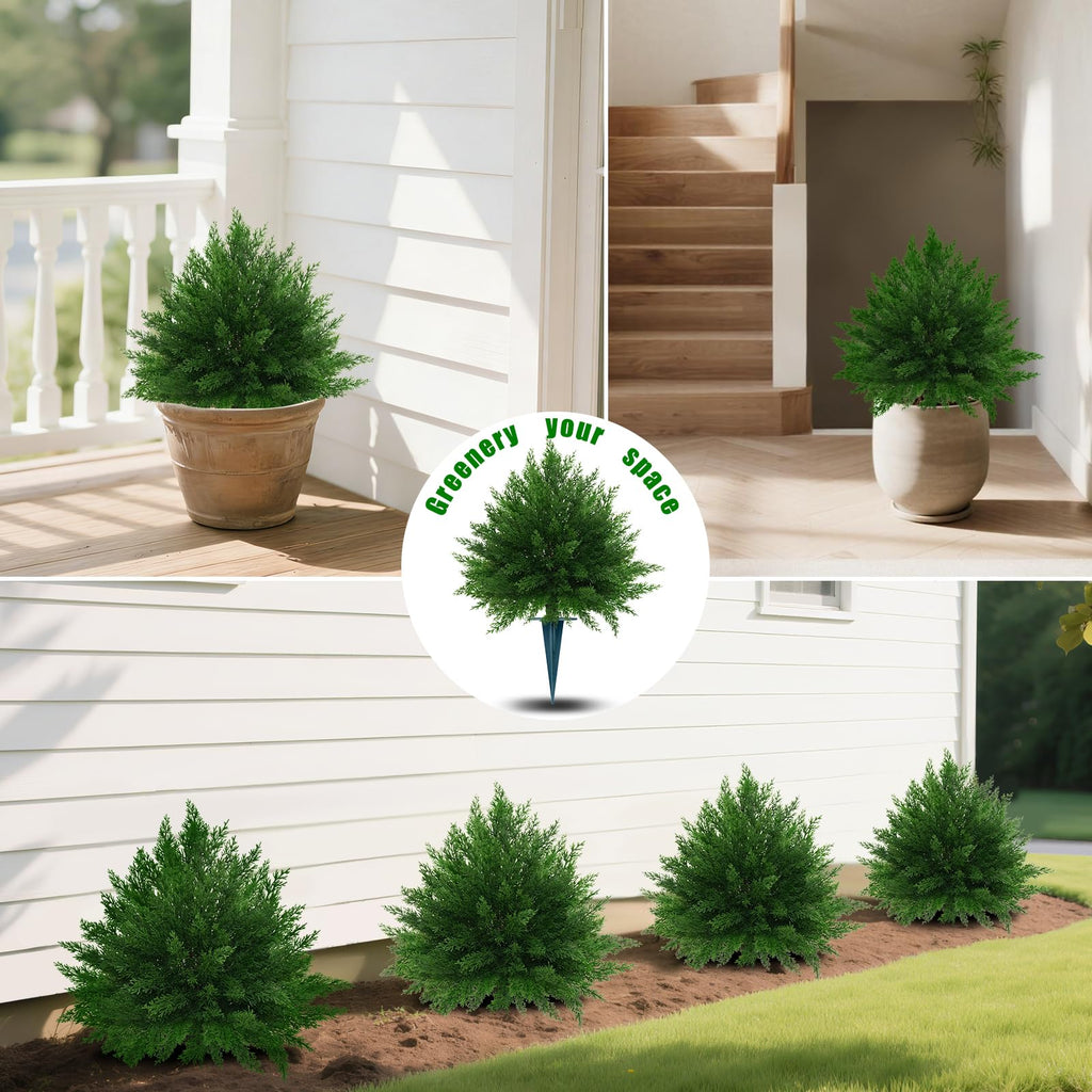 2 Pack Artificial Cypress Topiary Ball Trees 23" with Ground Spike