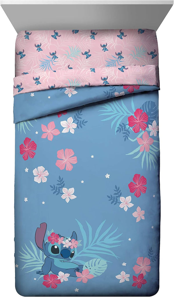 Lilo & Stitch Paradise Dream Comforter & Sham Set - Super Soft Kids Reversible Bedding - Fade Resistant
