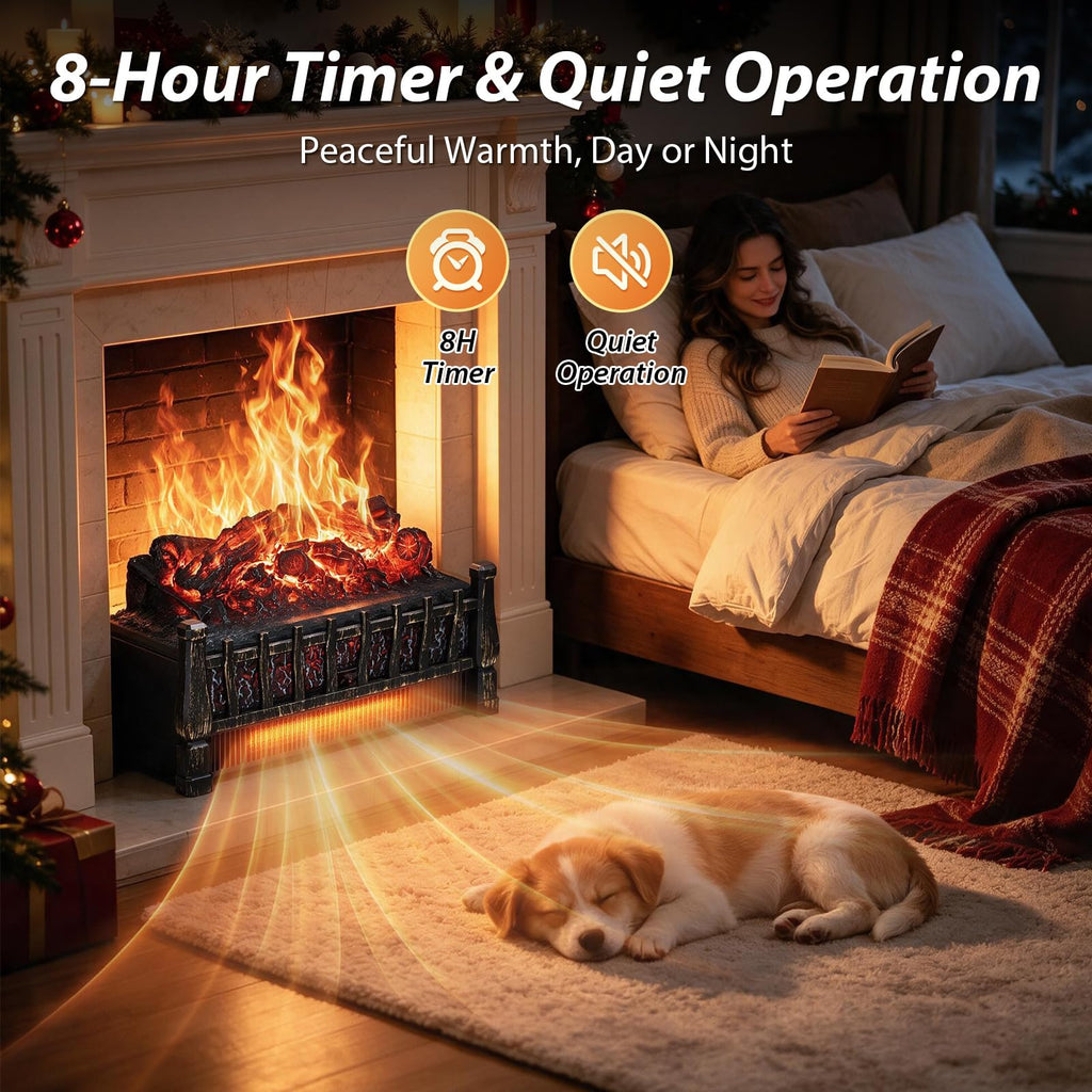 Electric Fireplace Insert Log Heater with Realistic Flame Effect