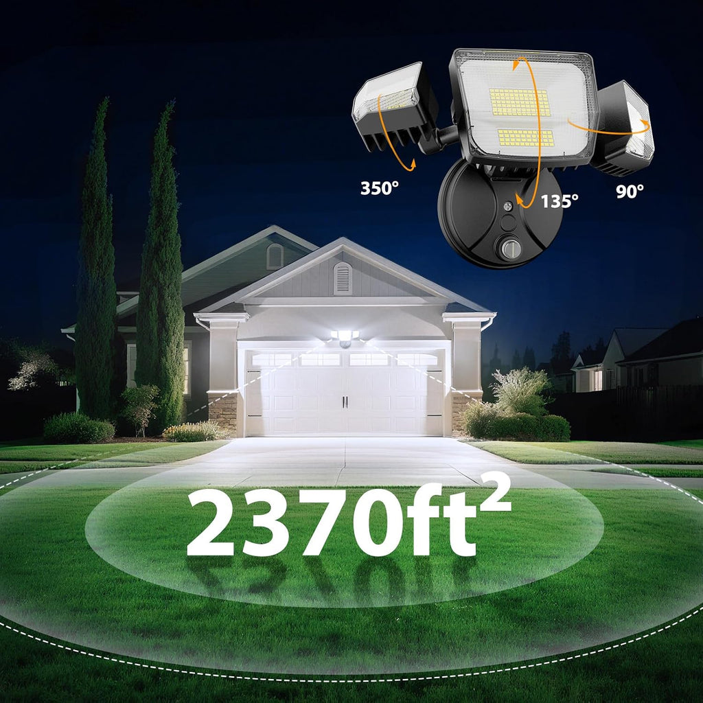 90W Dusk to Dawn Outdoor Lighting,10000lm Flood Lights Outdoor,IP66 Waterproof Black LED Security Light with