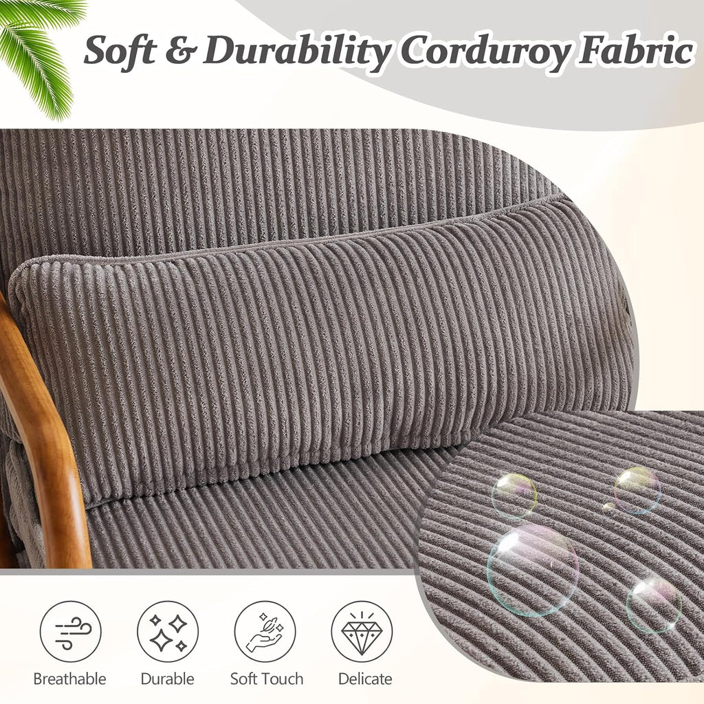 Upgraded Premium Corduroy Accent Chair,Upholstered Arm Chair,Solid Wood Comfy Reading Chair with Lumbar Pillow, Mid