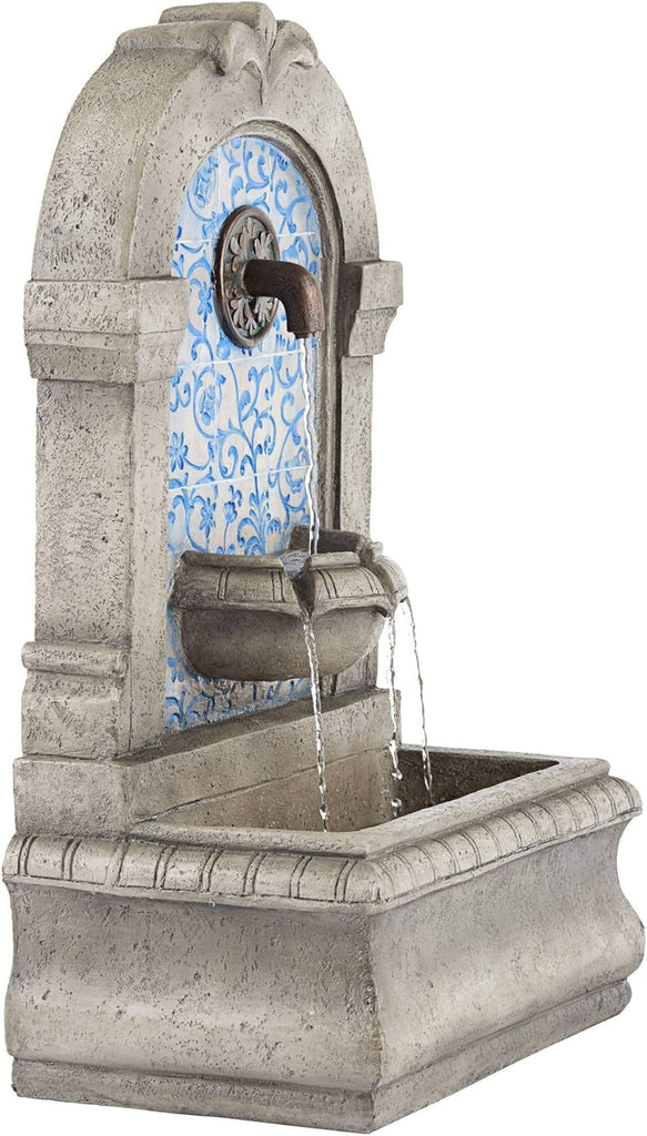 Manhasset 30 1/4" High Large Italian Outdoor Decor Blue Faux Stone Floor Fountain Standing Waterfall Tiered Cascading