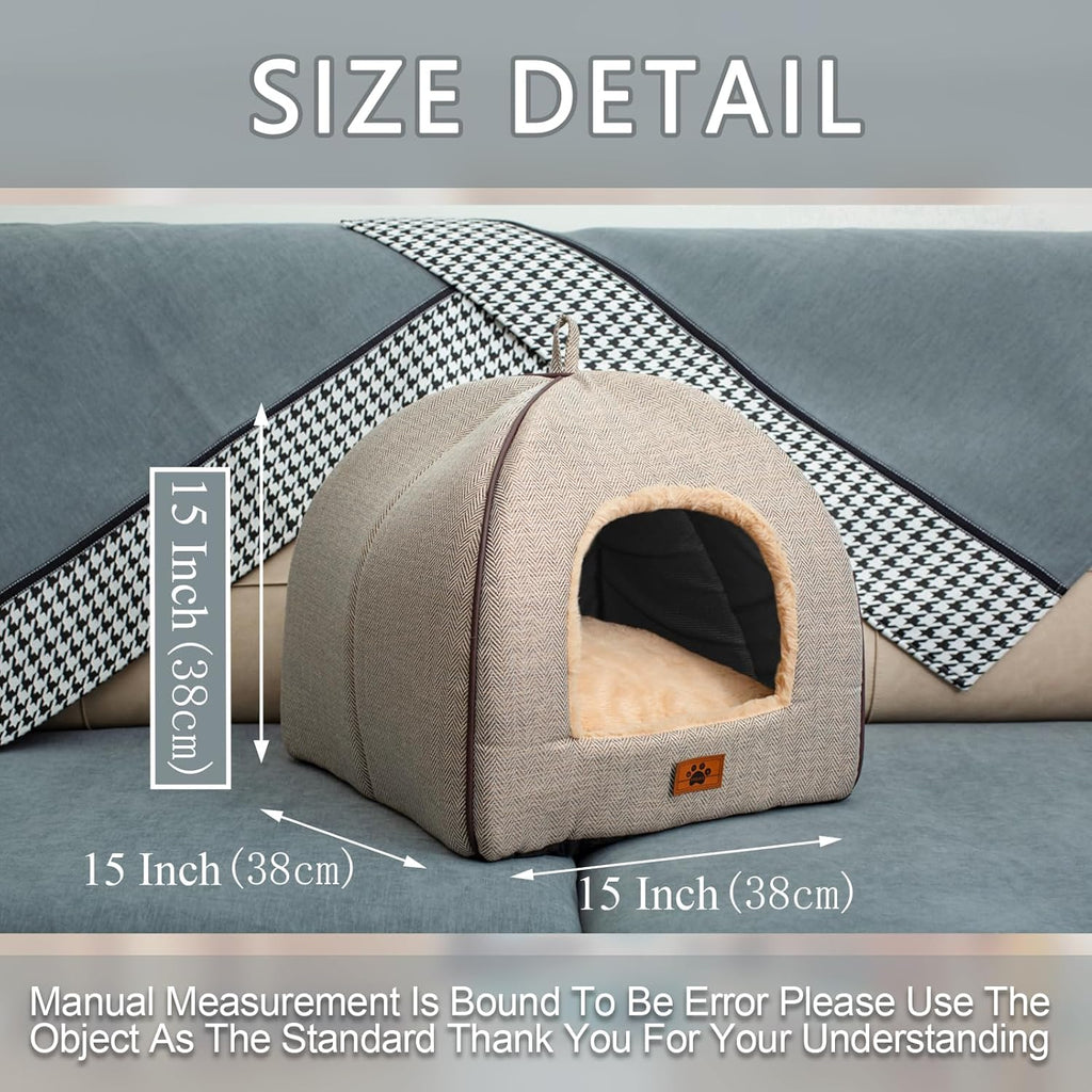 Cat Bed for Indoor Cats - Cat Cave Beds Cat House Cat Tent with Removable Washable Cushioned Pillow