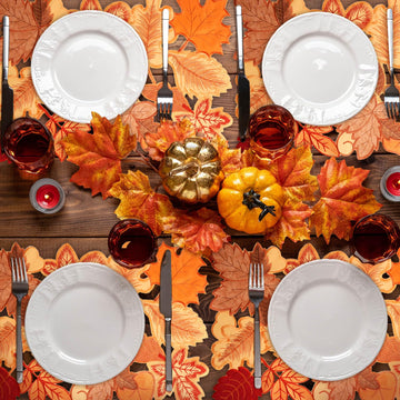 Fall Placemats Set of 4 14x20 Inch Autumn Maple Leaf Embroidered Mat