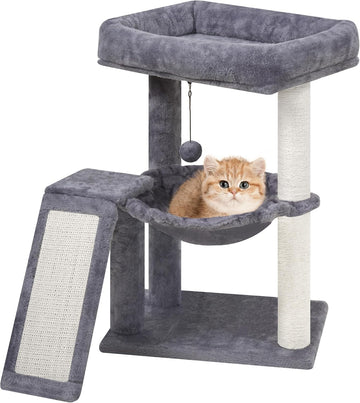 Cat Tree with Cat Scratching Post for Indoor Cats, Cat Tower with Scratching Board and Playful Toy Balls
