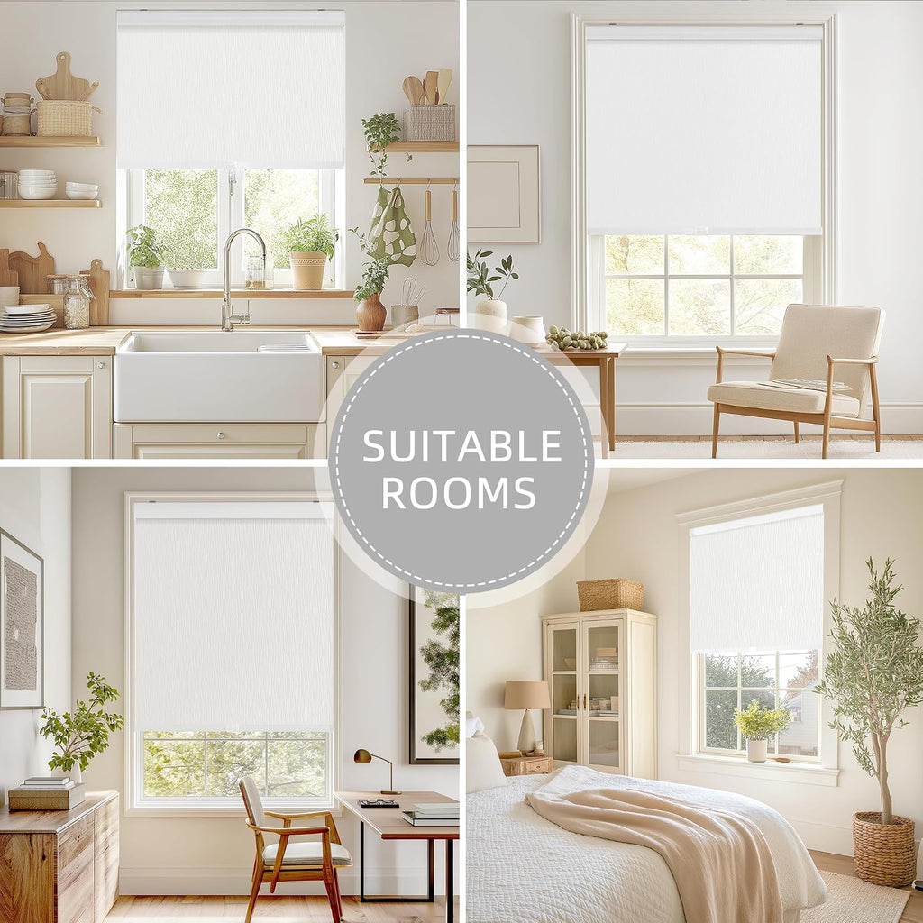 Cordless Blackout Roller Shades for Windows, Striped Free-Stop Window Blinds with Privacy, Thermal Insulated Window