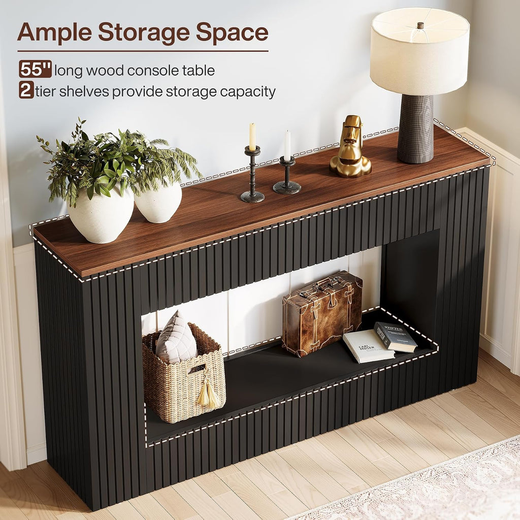 Modern Console Table, 55-Inch Wood Entryway Table with Storage, Narrow Long Sofa Table Behind Couch Table , Foyer