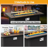 45in Fire Table, Propane Fire Pit with Glass Wind Guard and Rain Cover, Outdoor Firepit Table 50000 BTU 3-in-1 Fire Table for Patio/Yard/Balcony - Image 3