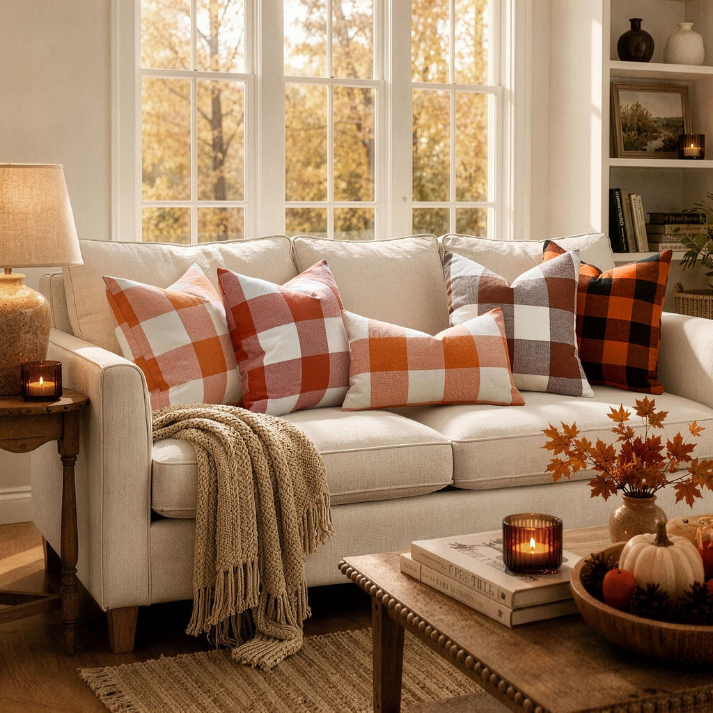 Christmas Plaid Pillow Covers Christmas Decor 18x18 Brown