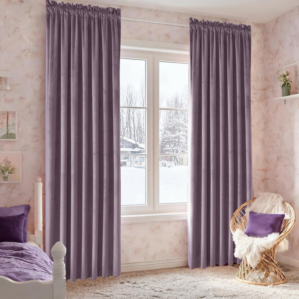 Luxury Velvet Curtains Thermal Insulated Room Darkening Rod Pocket Curtains for Living Room/Sliding