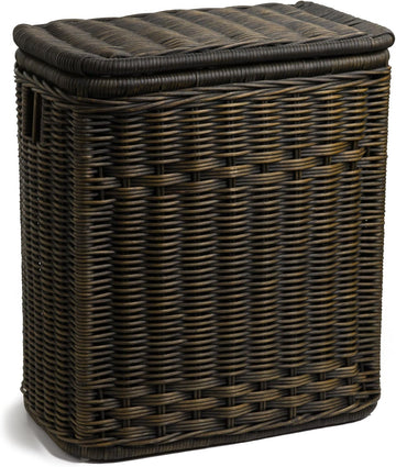 Narrow Wicker Rectangular Laundry Hamper, Walnut Brown | Outside: 21" L x 13" W x 24" H, 2.7 cu-ft capacity