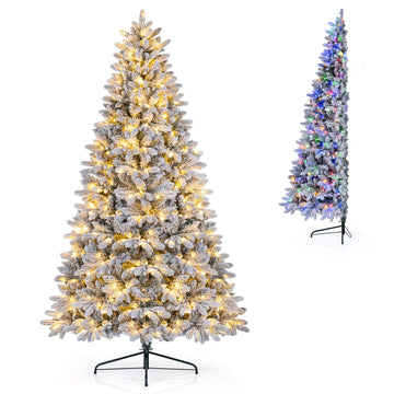 7 FT Snow-Flocked Pre-Lit Half Christmas Tree for Wall Corner