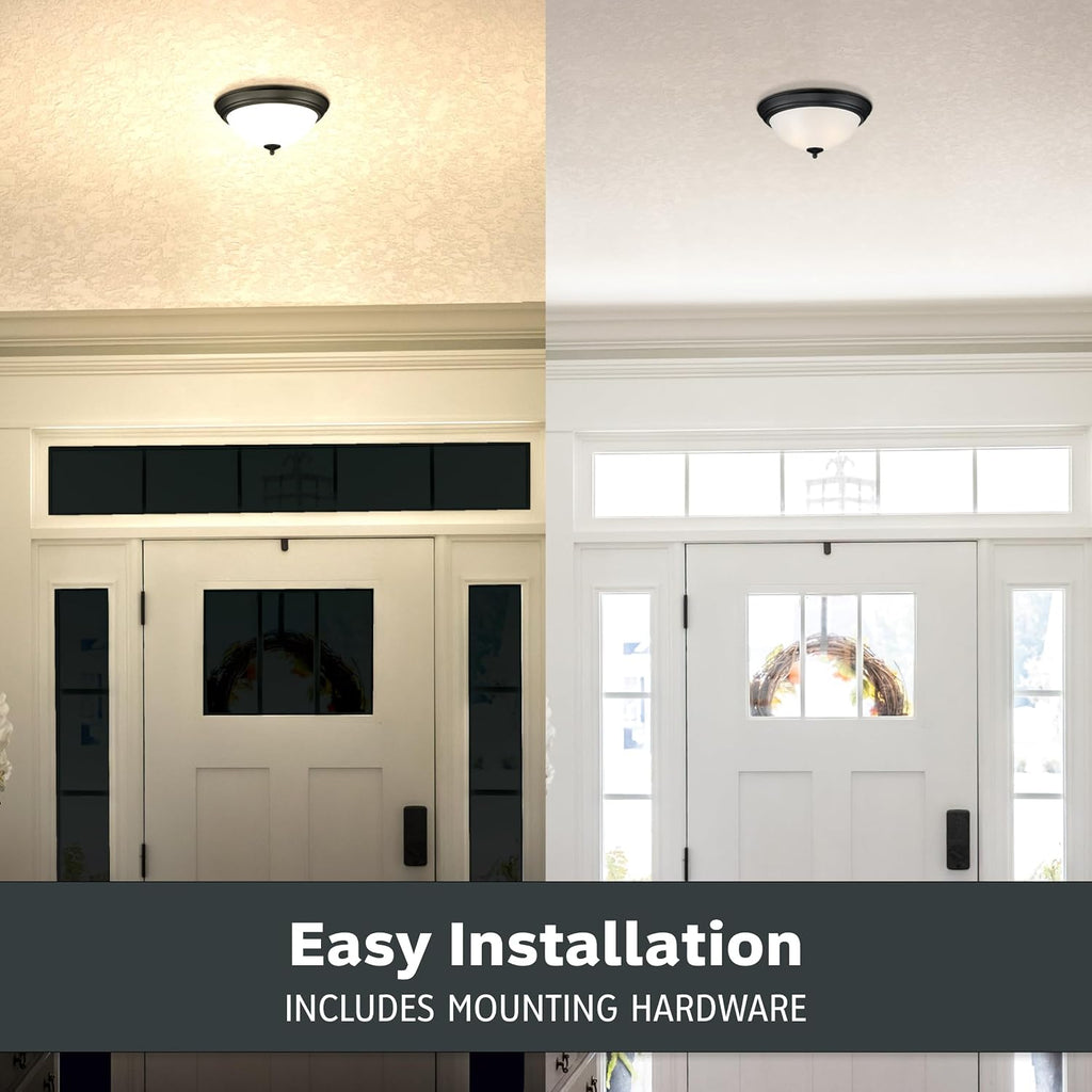 Flush Mount Ceiling Light, 2-Pack, 13 Inch Frosted Glass Lighting Fixture , and Hallway, LED Bulbs Not Included