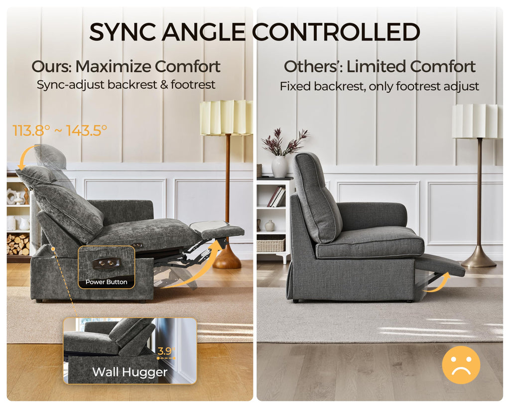 103" Modular Power Reclining Sectional 2 Seater Loveseat Sofa, Chenille