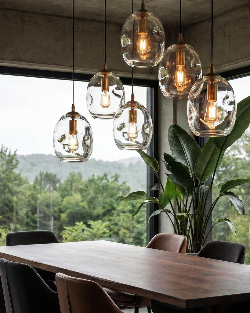 Pendant Lights Kitchen Island 2 Pack Modern Contemporary Clear Glass Organic Globe Brass Gold Hanging Light