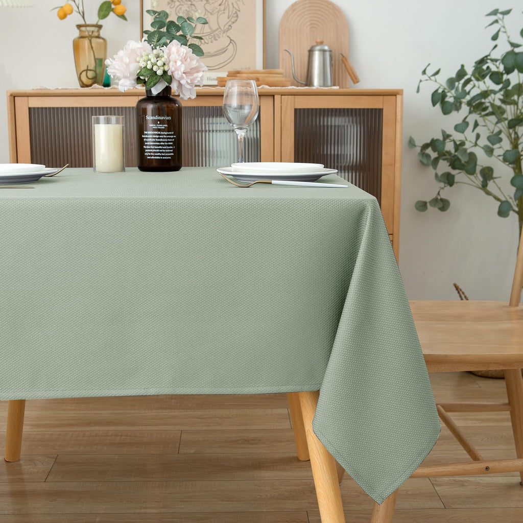 Textured Tablecloth Rectangle-Fabric Holiday Table Cloth-Sage Green 70x108"