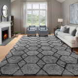 6x9 Area Rugs for Living Room Bedroom, Large Fluffy Grey and Black Throw Rug