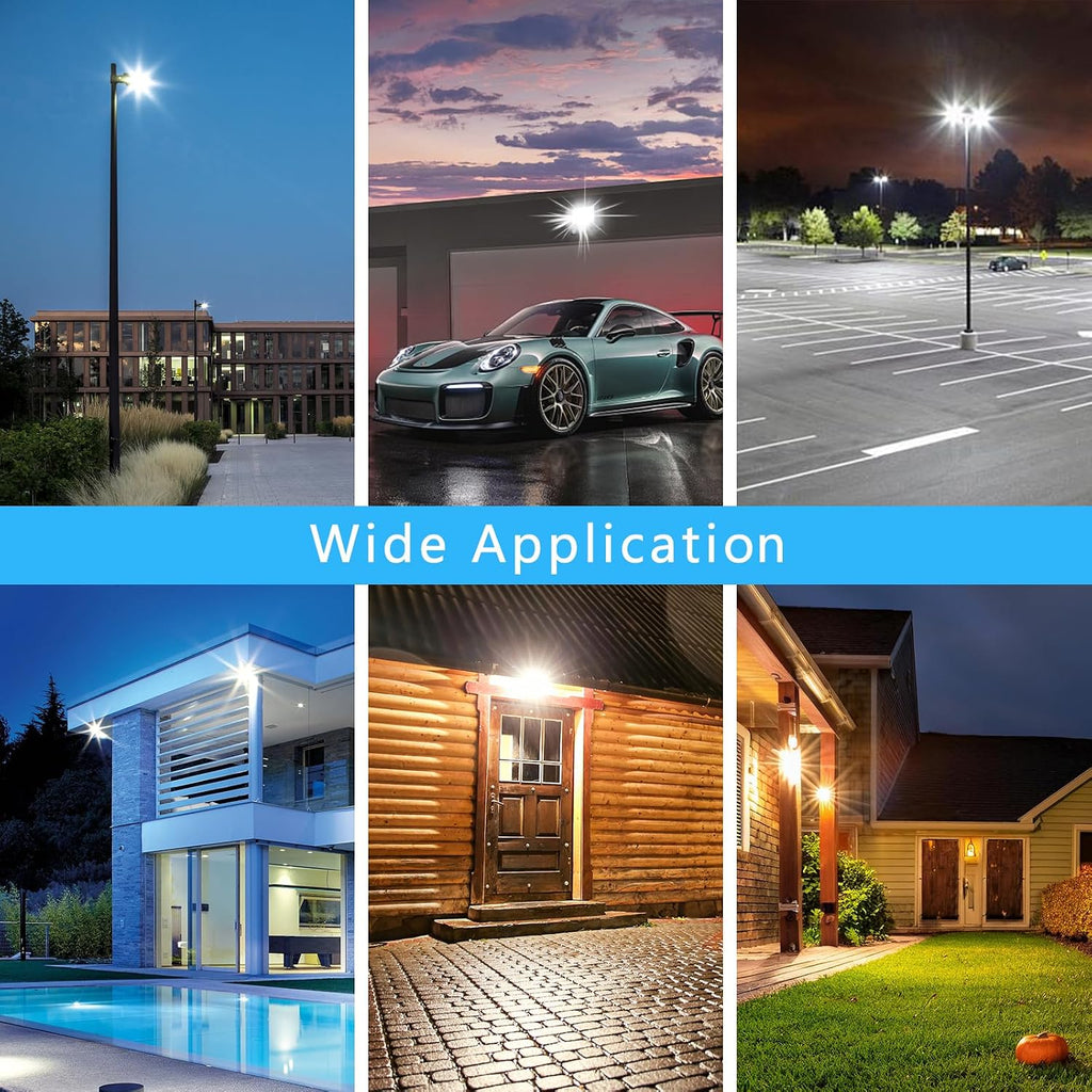 2-Pack 100W LED Flood Light for Yard | IP66 Waterproof Exterior Security Outdoor Flood Light with Plug for