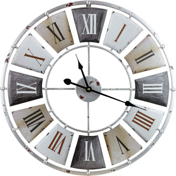 Decorative Large 24-Inch Wall Clock for Living Room, Vintage Industrial Modern Rustic Farmhouse Style