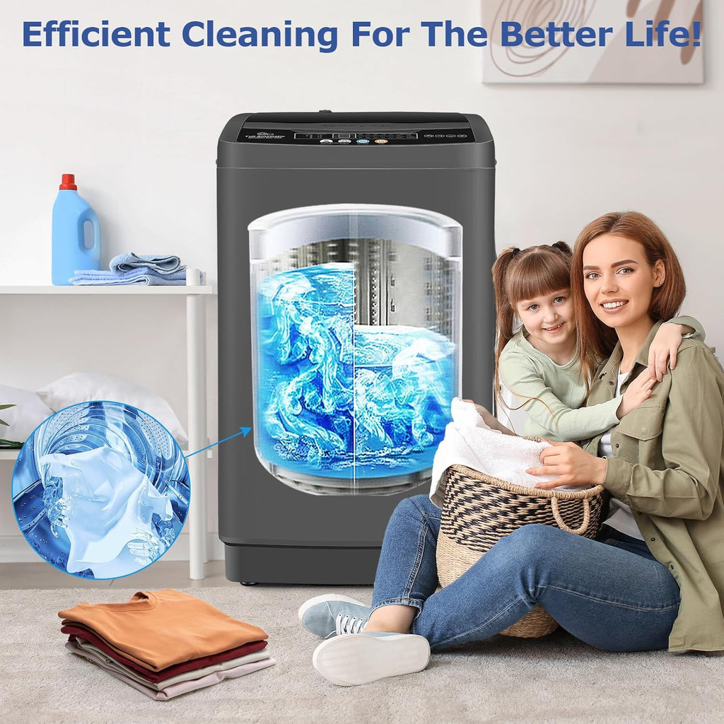 Portable Washing Machine, 20Lbs Capacity Full-Automatic Portable Washer Machine, 2.8Cu.ft Washer and Dryer Combo with 10 Programs & 8 Water Levels Compact Laundry Machine for Apartments