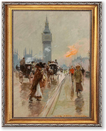 Vintage Framed London Street Scene Canvas Print Oil Paintings Reproduction World Classics Retro Painting Wall Art