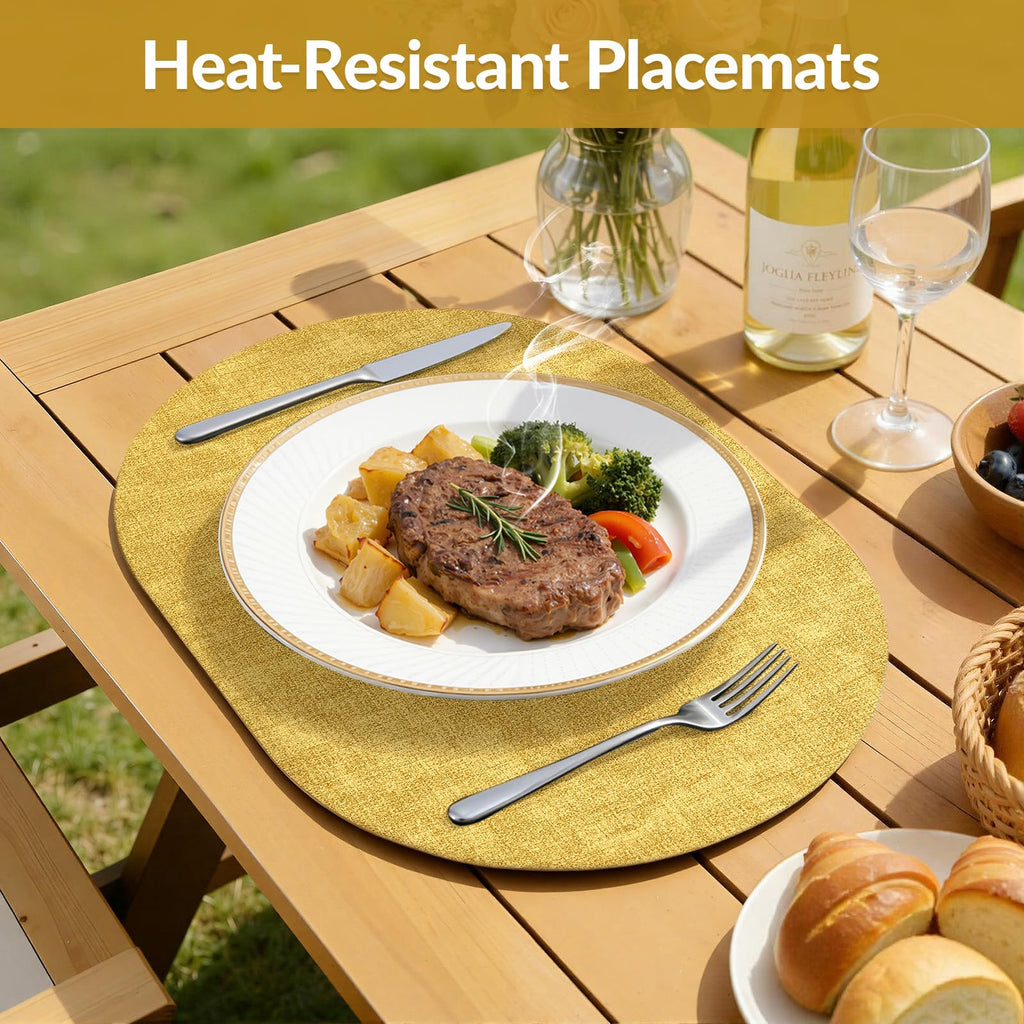 Heat Resistant Oval Placemats Set of 4, Yellow