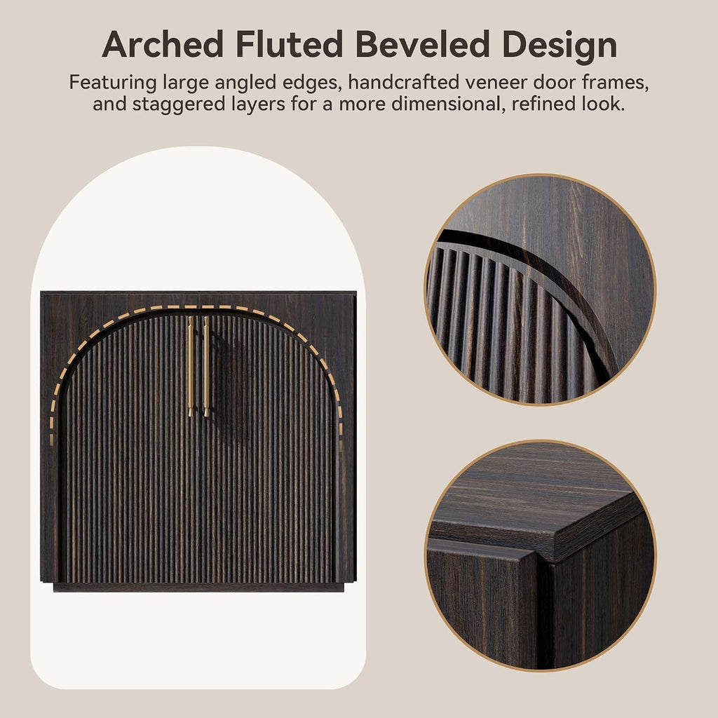 Sideboard Buffet Cabinet with Fluted Doors, 31.5'' W Credenza