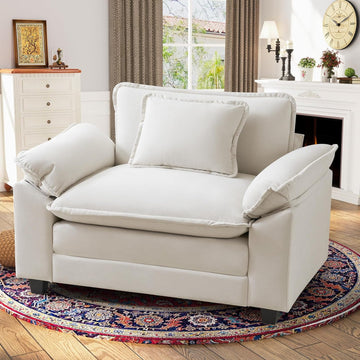 Oversized Accent Chair, Velvet Comfy Cloud Sofa Chair with Large Seat and Upholstered Armrests, Modern Extra Wide