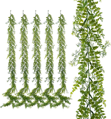 Artificial Greenery Garland 6 Pack, 5.57ft, for Hanging Greenery Decor - Set of 6